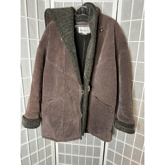 Donna Pelle Jackets & Blazers - Vintage Donna Pelle The Leather Sherpa Lined Suede Hooded Jacket Womens Large